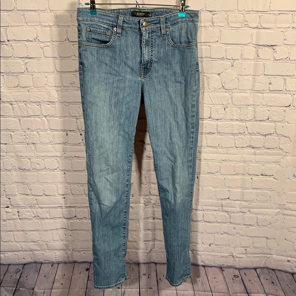 Lauren Ralph Lauren Womens Black Label Straight Slim Fit Jeans Medium Wash Sz 8
